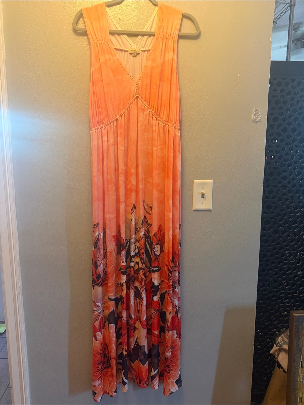ONE WORLD Orange Butterfly Floral Maxi Dress